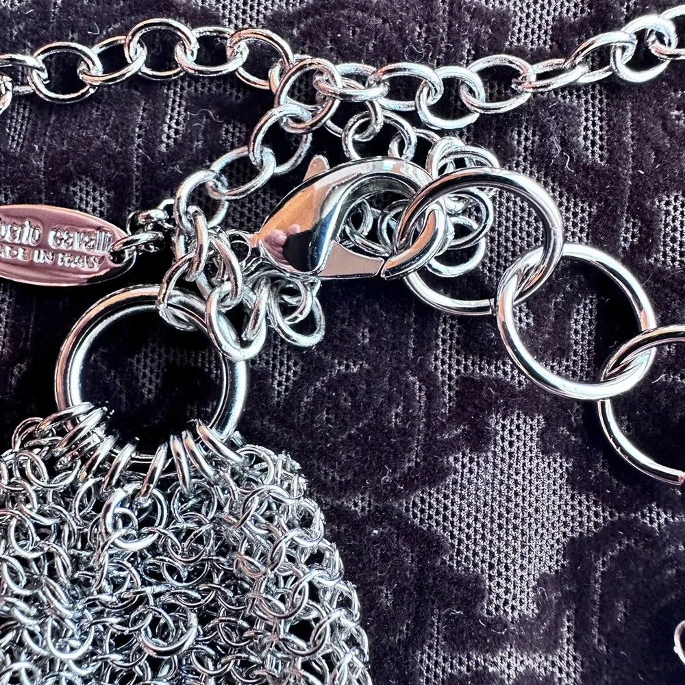 NEW Authentic 1)Roberto Cavalli Choker Mesh Necklaces.1)Roberto Cavalli Dangling - Picture 3 of 8